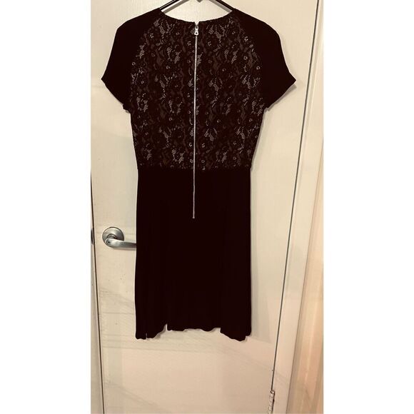 Rebecca Taylor Black Lace Panel Back Zip Short Sleeve Dress SZ 4 - Picture 11 of 11